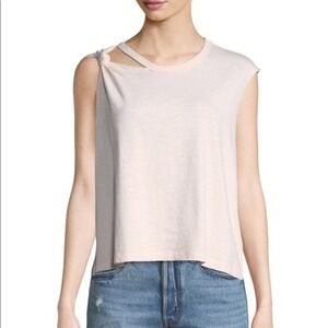 CURRENT ELLIOTT‎ Light Pink Twisted Sonic Knotted Shoulder Sleeveless Top 0 XS